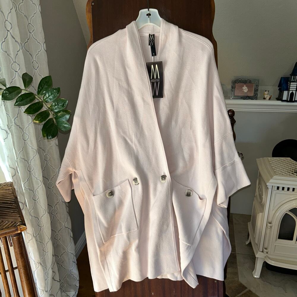 NWT Marla Wynne Oversized Knit Drama Kimono Shawl cardigan sweater Size Medium